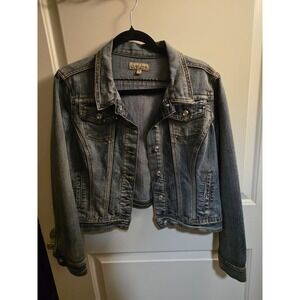 Y2K EARL JEAN WOMENS DENIM DIAMOND STUDDED JACKET SIZE medium